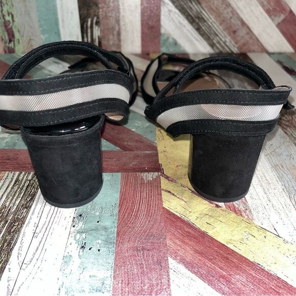 Beautifeel Women’s Black Suede Nude Mesh Velcro Straps EUC Anti-Slip Bottm 9-9.5 - Picture 7 of 11